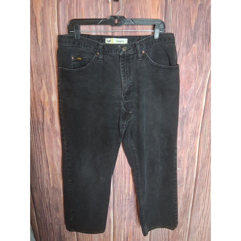Lee black denim reg fit straight jean size 36x29